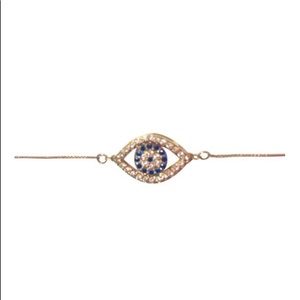 Greek Eye CZ/Sapphire Charm 18K Gold Bracelet